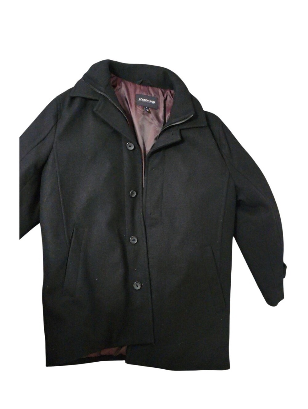 London Fog Black Wool Blend Pea Coat Size Medium